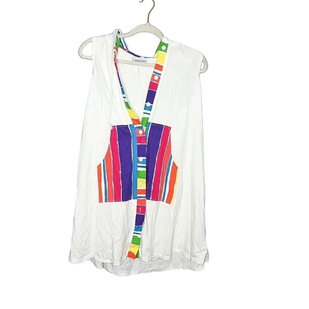 Vintage Blairsport Button Up Striped Rainbow Cover Up Small